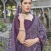 Wine Printed Cotton Leheriya Saree - Image 2