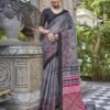Grey Printed Cotton Saree
