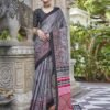 Grey Printed Cotton Saree - Image 6