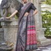 Grey Printed Cotton Saree - Image 5