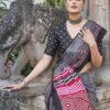 Grey Printed Cotton Saree - Image 3