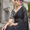 Black Plain Georgette Saree - Image 2