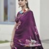 Black Printed Satin Saree - Image 2