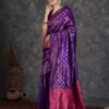 Purple Banarasi Silk Woven Saree - Image 5