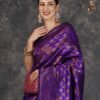 Purple Banarasi Silk Woven Saree - Image 2
