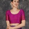 Purple Banarasi Silk Woven Saree - Image 8