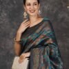 Blue Banarasi Silk Woven Saree - Image 2