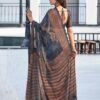 Steel Grey Georgette Printed Saree - Image 3