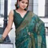 Rama Green Georgette Printed Saree - Image 2