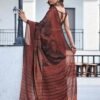 Brown Georgette Printed Saree - Image 3