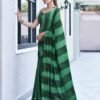 Dark Green Georgette Printed Leheriya Saree - Image 5