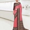 Rose Pink Polyester Printed Saree