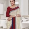 Cream Polyester Printed Saree - Image 2