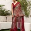 Red Chiffon Bandhani Printed Saree - Image 5