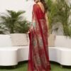 Red Chiffon Bandhani Printed Saree - Image 3