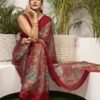 Red Chiffon Bandhani Printed Saree - Image 2
