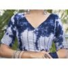 Navy Blue Chiffon Zari Plain Saree - Image 6