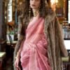Rose Pink Organza Woven Printed Saree - Image 2