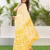 Yellow Chiffon Printed Saree - Image 4