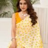 Yellow Chiffon Printed Saree - Image 2