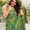 Green Chiffon Printed Saree - Image 5