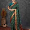 Teal Green Georgette Printed Saree