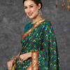 Teal Green Georgette Printed Saree - Image 4
