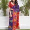 Violet Cotton Printed Saree