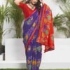 Violet Cotton Printed Saree - Image 3