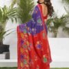 Violet Cotton Printed Saree - Image 5