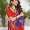 Violet Cotton Printed Saree - Image 6