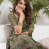 Olive Green Cotton Printed Saree - Image 5