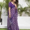 Violet Cotton Printed Saree