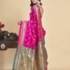 Magenta Silk Woven Paithani Saree - Image 4