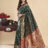 Dark Green Silk Woven Paithani Saree - Image 5