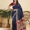 Navy Blue Silk Woven Paithani Saree