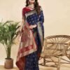 Navy Blue Silk Woven Paithani Saree - Image 3