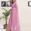 Light Pink Chiffon Plain Saree - Image 3