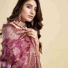 Rouge Floral Banarasi Silk Saree - Image 6