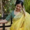 Yellow Embroidered Organza Saree - Image 5