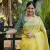 Yellow Embroidered Organza Saree - Image 2