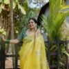 Yellow Embroidered Organza Saree