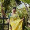 Yellow Embroidered Organza Saree - Image 4
