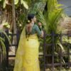 Yellow Embroidered Organza Saree - Image 6
