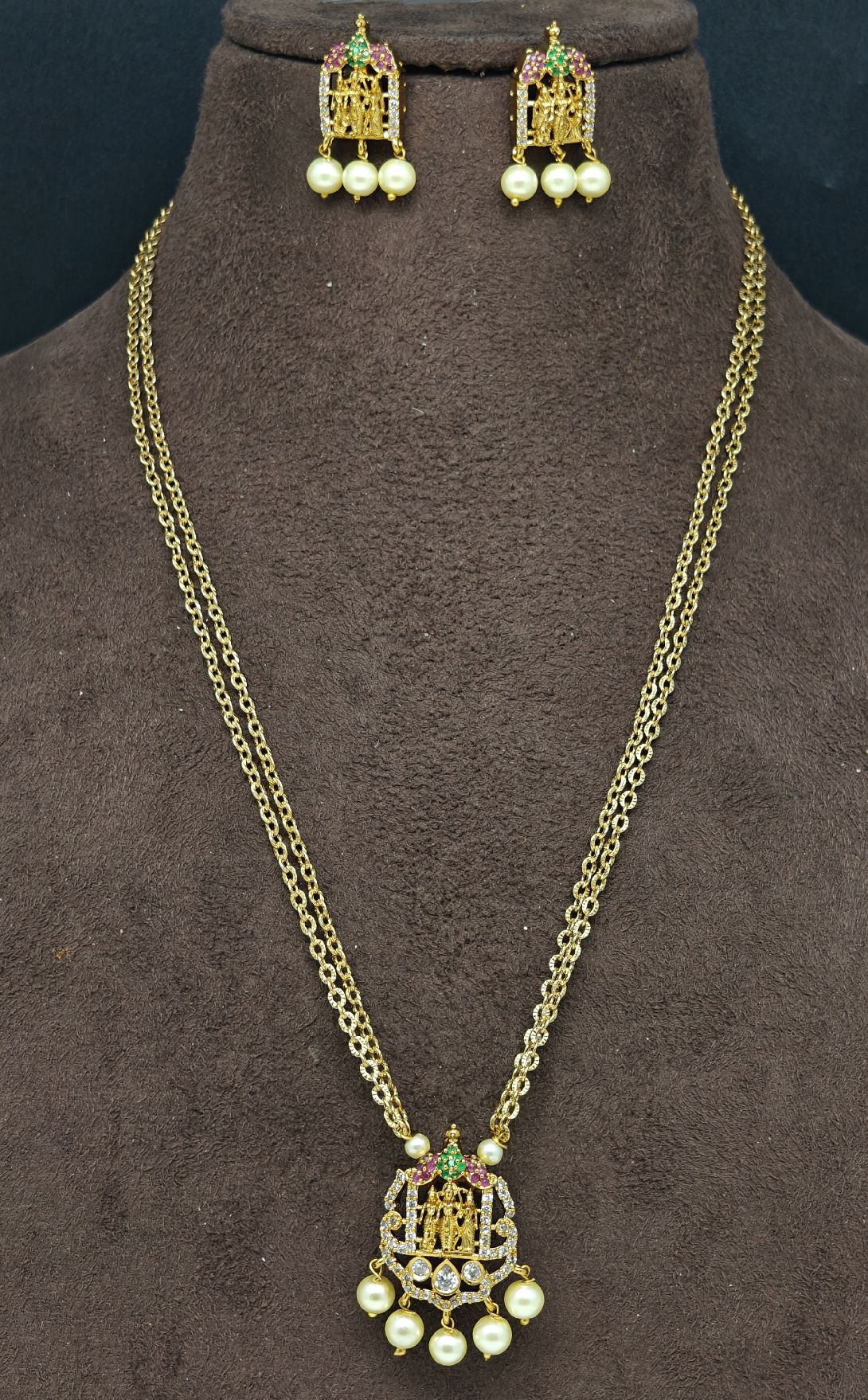 raam pariwar locket with 2 line chain necklace