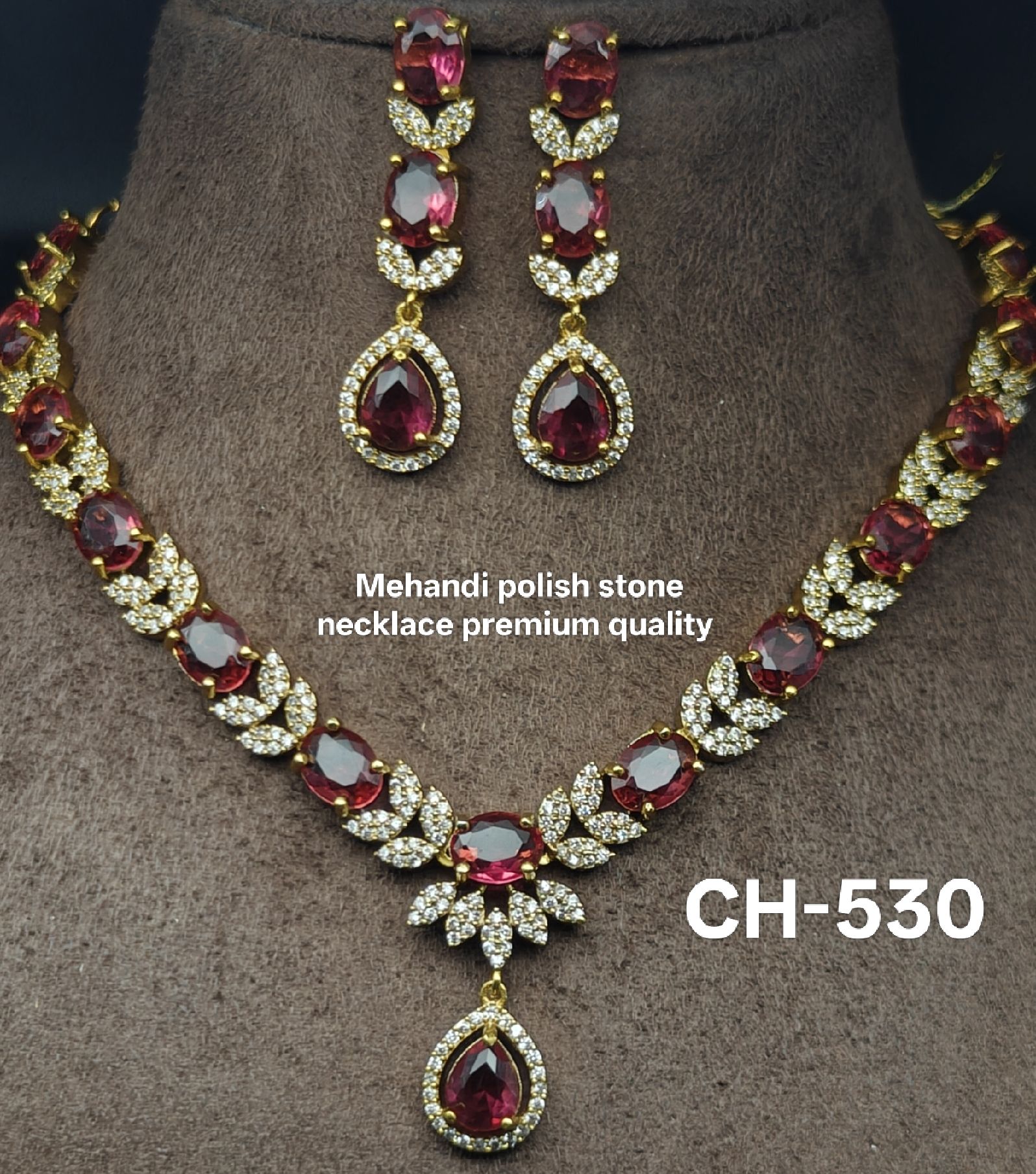 Mehandi polish stone necklace