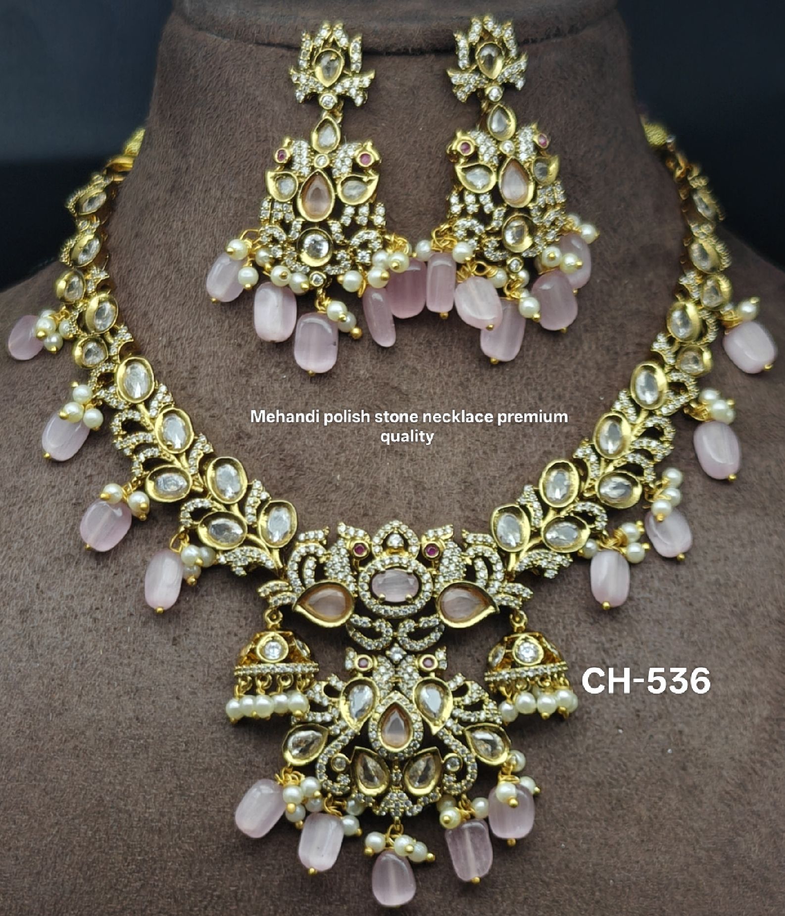 Mehandi polish stone necklace