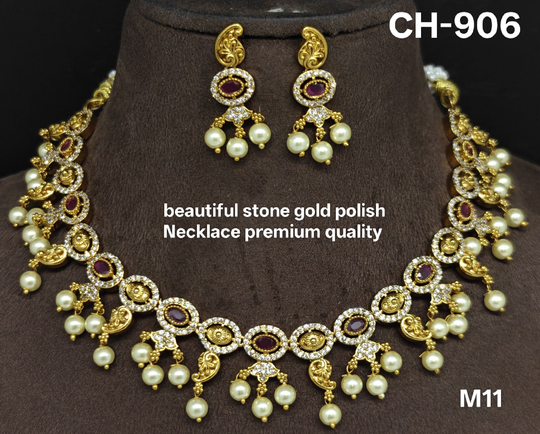 Beautiful stone gold polish Necklace