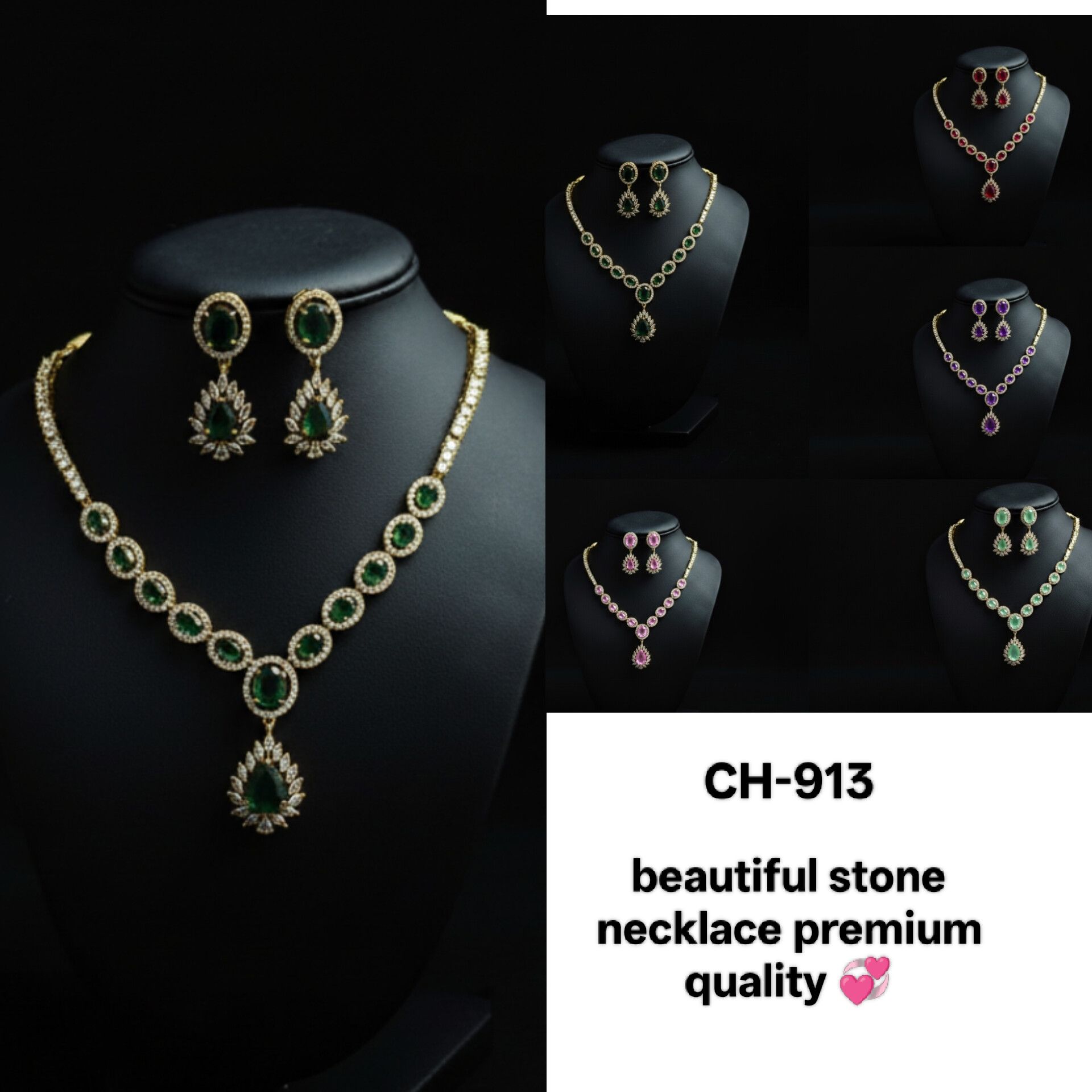 Stone Necklace Mehandi polish