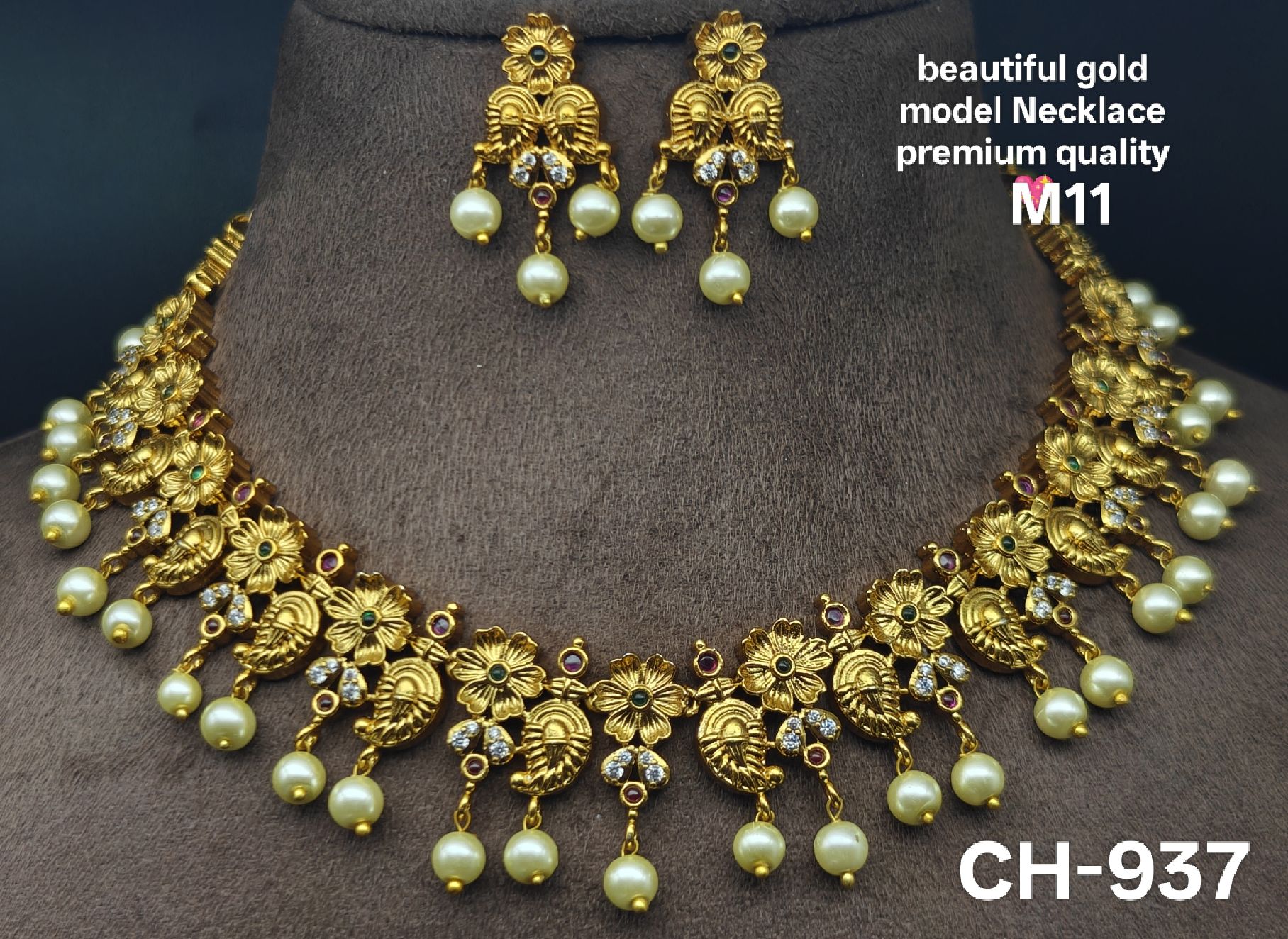 mango flower design gold look Necklace